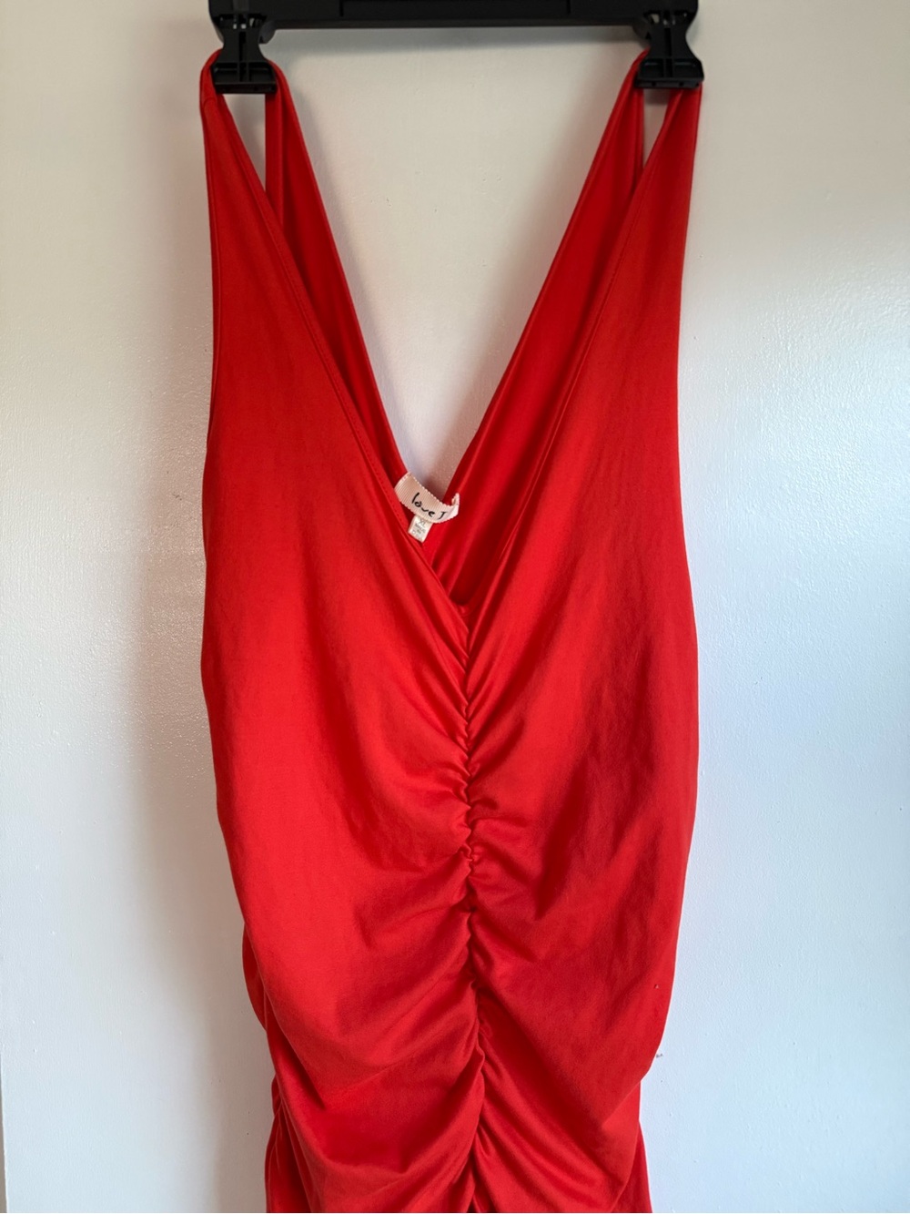 Red V-Neck Ruched bodycon dress